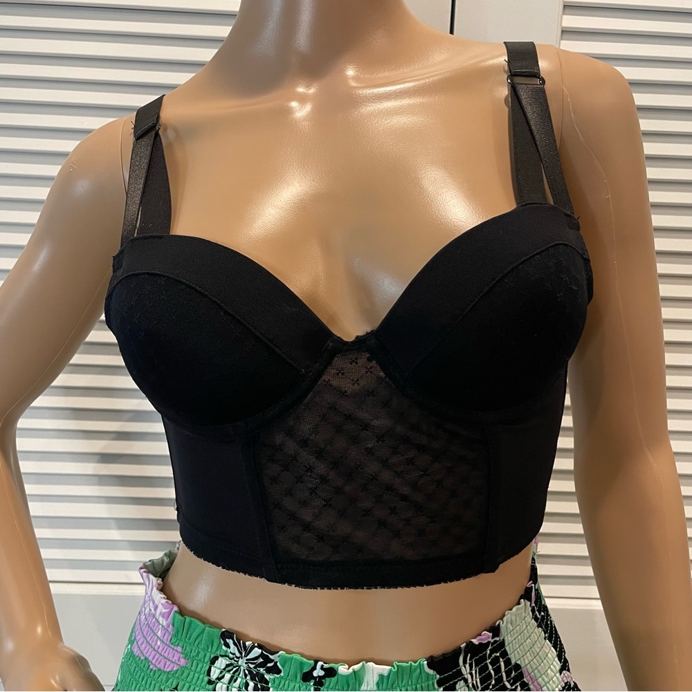 Black Mesh Bustier Crop Top